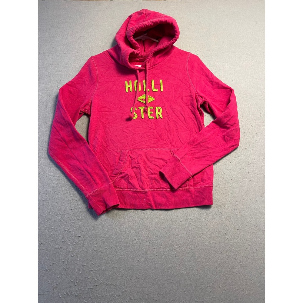 Hollister Hoodie Cotton Blend Pink Neon Yellow Medium Womens